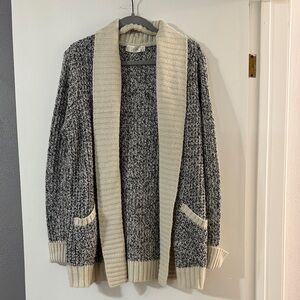 RD Style Gray and Cream Marled Open-Front Cardigan